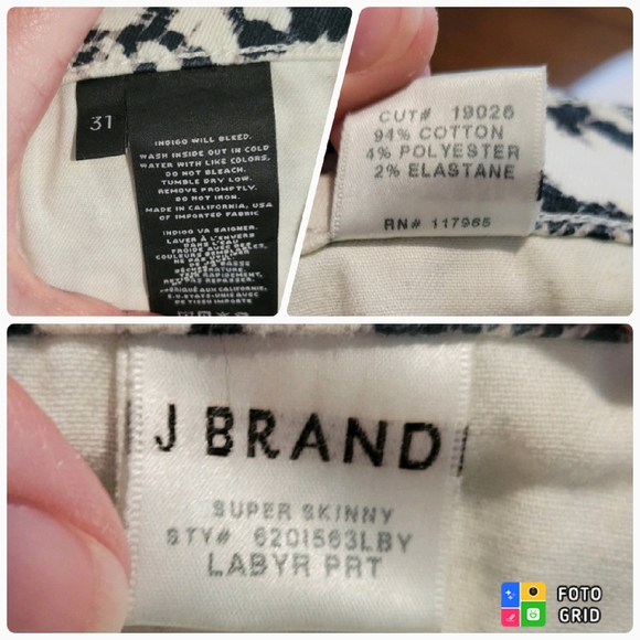 J Brand Super Skinny black white labyrinth print - Picture 2 of 5